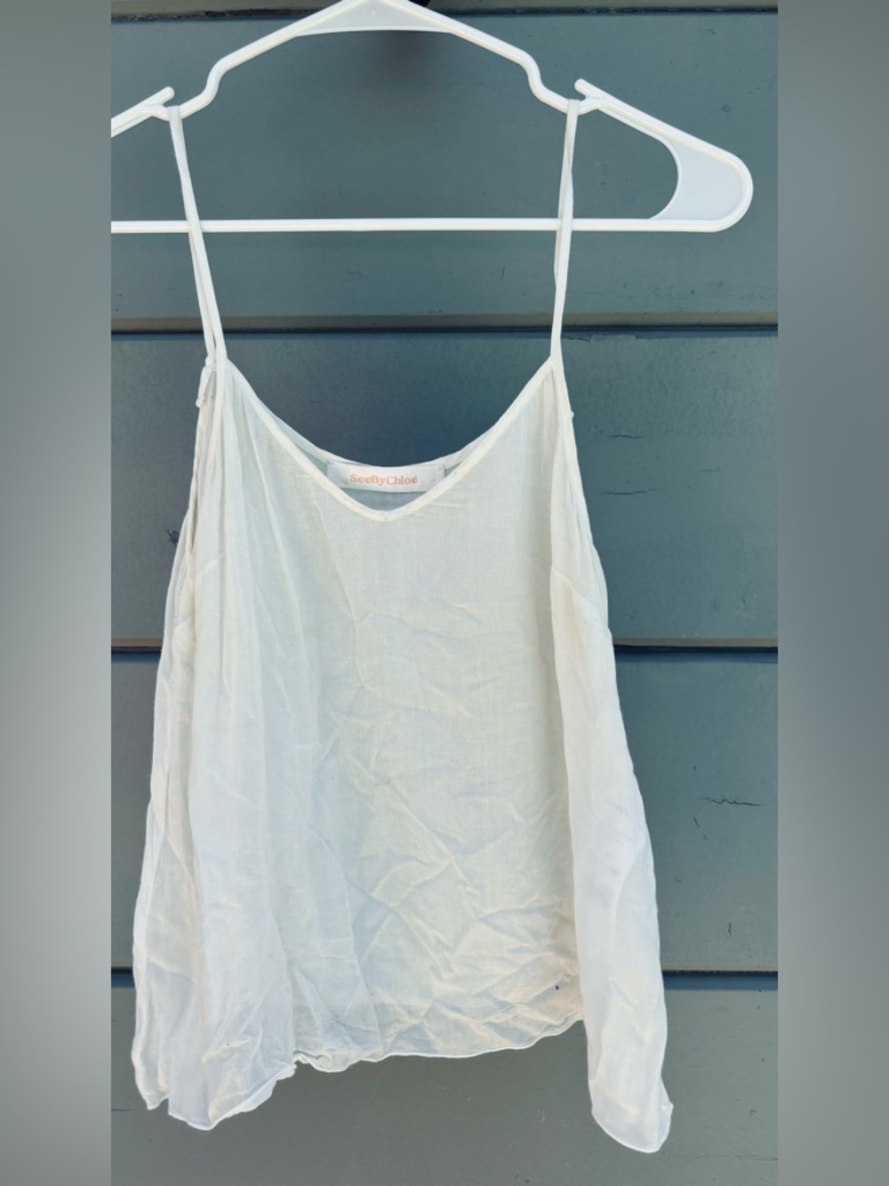 See By Chloe Cream Linen Spaghetti Strap Cami
